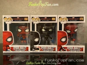 Bundle Funko Pop Marvel Far From Home #468 Spider-Man / Spider-Man Stealth #469 / Spider-Man Upgraded #470 Vinyl Figure Bobblehead Vaulted Collectible With Protector Funko Pop Figure