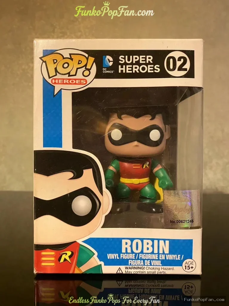 DC Comics Super Heroes #02 Robin 2016 Vinyl Figure Bobblehead Vaulted Collectible With Protector Funko Pop Figure