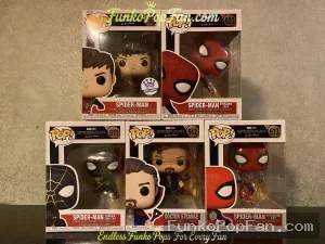 Bundle Funko Pop! Marvel Spider-Man Doctor Strange #911 Black & Gold Suit / #912 / #913 Integrated Suit/ #923 Upgraded Suit/ #1169 Vinyl Figure Bobblehead Vaulted Collectible With Protector Funko Pop Figure