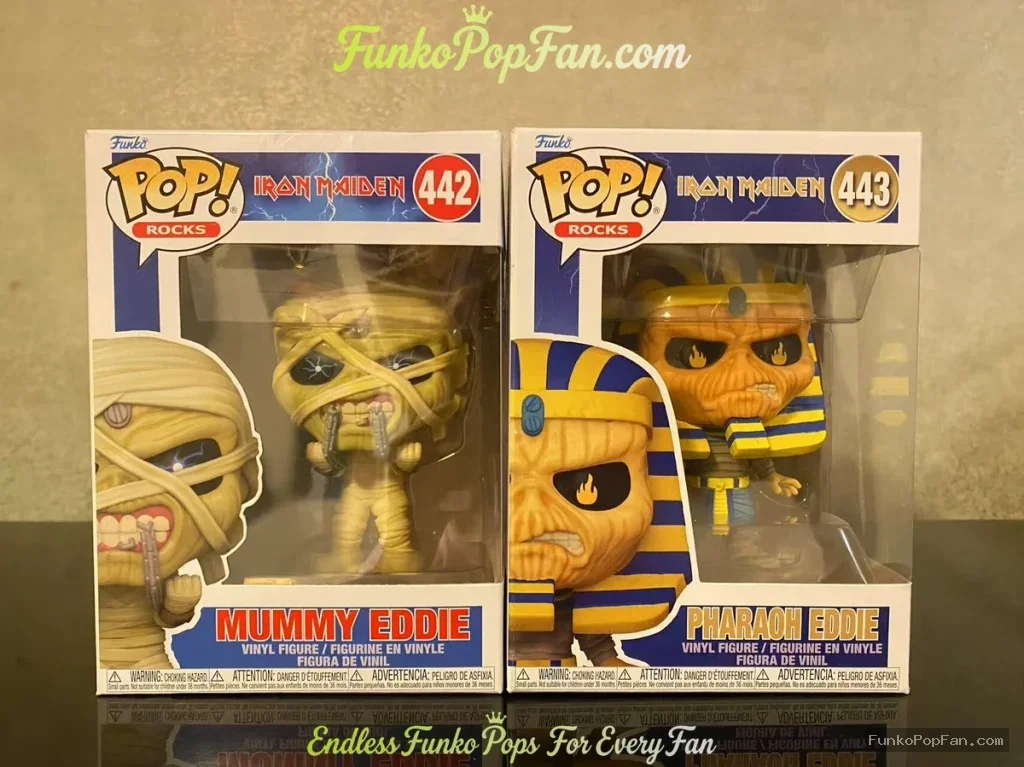 Rocks Iron Maiden #442 Mummy Eddie / #443 Pharaoh Eddie Vinyl Figure Bobblehead Vaulted Collectible With Protector Funko Pop Figure