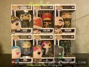 Bundle Funko Pop! Games League of Legends LOL #02 Ashe 03 Lee Sin 04 Braum 05 Jinx 06 Vi 07 Thresh Vinyl Figure Bobblehead Vaulted Collectible With Protector Funko Pop Figure