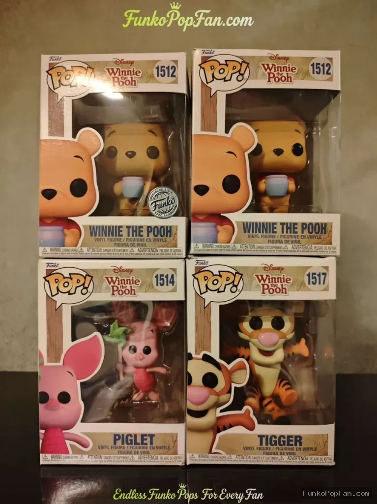 Bundle Funko Pop! Disney Winnie the Pooh #1512 Winnie the Pooh / Piglet #1514 / Tigger #1517 Vinyl Figure Bobblehead Vaulted Collectible With Protector Funko Pop Figure
