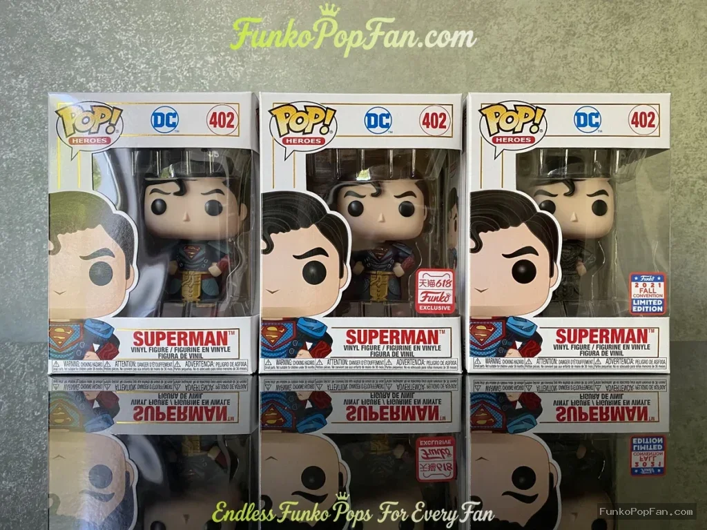 DC Heroes #402 Superman (Imperial Palace Metallic Summer Exclusive) Vinyl Figure Bobblehead Vaulted Collectible With Protector Funko Pop Figure