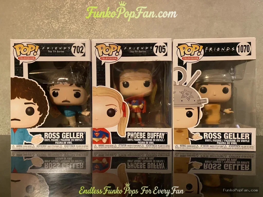 Bundle Funko Pop! Friends The TV Series #702 Ross Geller / Phoebe Buffay #705 / Ross Geller #1070 Vinyl Figure Bobblehead Vaulted Collectible With Protector Funko Pop Figure