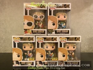 Bundle Funko Pop! Rocks Kurt Cobain Lot of 5 #64 + #65 + #66 Hot Topic Exclusive + #66 Hot Topic Exclusive + #67 Vinyl Figure Bobblehead Vaulted Collectible With Protector Funko Pop Figure
