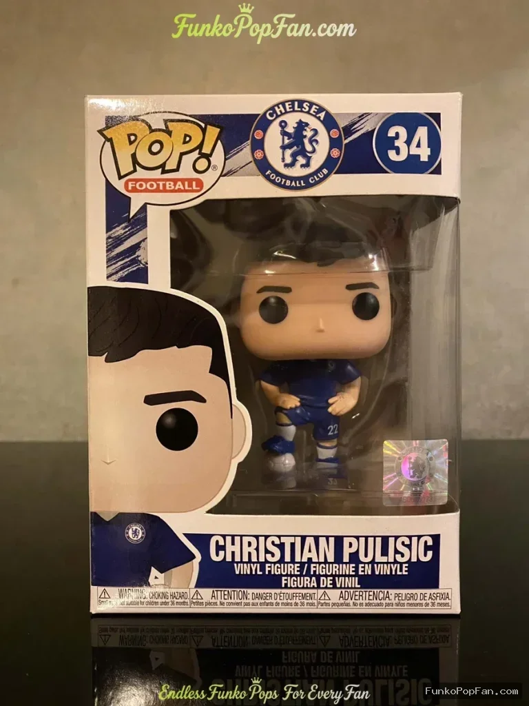 Football Chelsea #34 Christian Pulisic Vinyl Figure Bobblehead Vaulted Collectible With Protector Funko Pop Figure