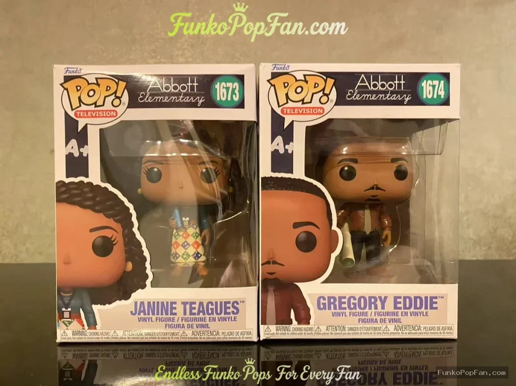 Television Abbott Elementary #1673 Janine Teagues / Gregory Eddie #1674 Vinyl Figure Bobblehead Vaulted Collectible With Protector Funko Pop Figure
