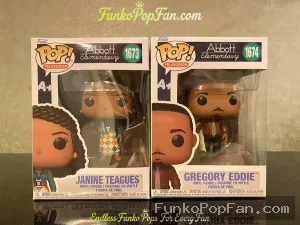 Television Abbott Elementary #1673 Janine Teagues / Gregory Eddie #1674 Vinyl Figure Bobblehead Vaulted Collectible With Protector Funko Pop Figure