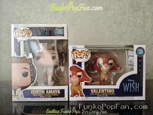 Bundle Funko Pop! Disney Wish #1393 Queen Amaya / Valentino #1394 Vinyl Figure Bobblehead Vaulted Collectible With Protector Funko Pop Figure