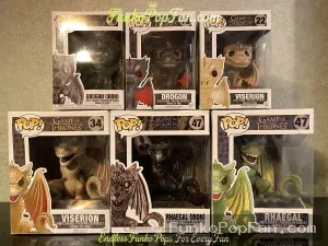 Bundle Funko Pop! Game of Thrones Dragons #16 Drogon (Iron) / Drogon #22 / Viserion #34 / Rhaegal (Iron) #47 / Rhaegal #47 Vinyl Figure Bobblehead Vaulted Collectible With Protector Funko Pop Figure