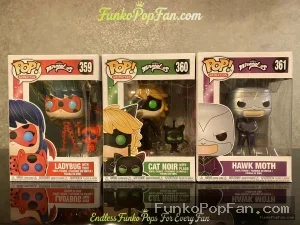 Bundle Funko Pop! Animation Miraculous Ladybug Lot of 3 #359 Ladybug w/Tikki + #360 Cat Noir w/Plagg + #361 Hawk Moth Vinyl Figure Bobblehead Vaulted Collectible With Protector Funko Pop Figure