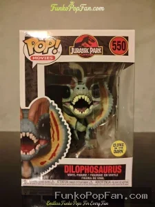 Movies Jurassic Park #550 Dilophosaurus (Glow in the Dark) Vinyl Figure Bobblehead Vaulted Collectible With Protector Funko Pop Figure
