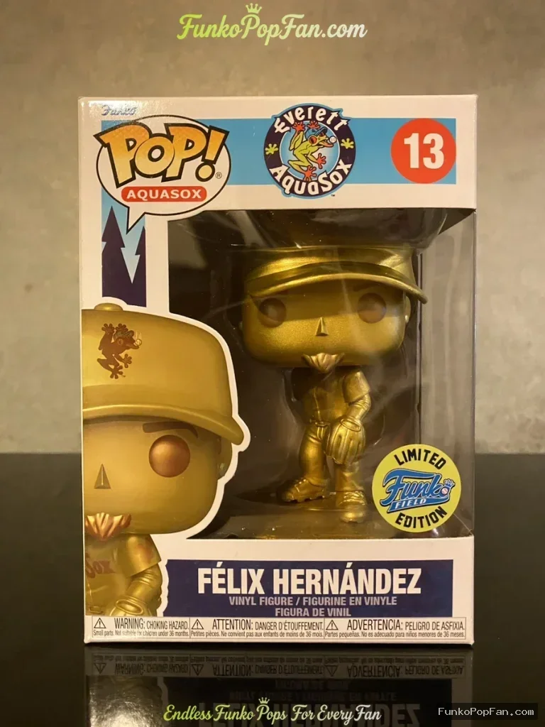 Sports MLB Everett Aquasox #13 Flix Hernndez (Gold Limited Edition) Vinyl Figure Bobblehead Vaulted Collectible With Protector Funko Pop Figure