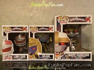 Bundle Funko Pop! Power Rangers Television #666 Lord Zedd / Goldar #697 / White Tigerzord #668 Vinyl Figure Bobblehead Vaulted Collectible With Protector Funko Pop Figure