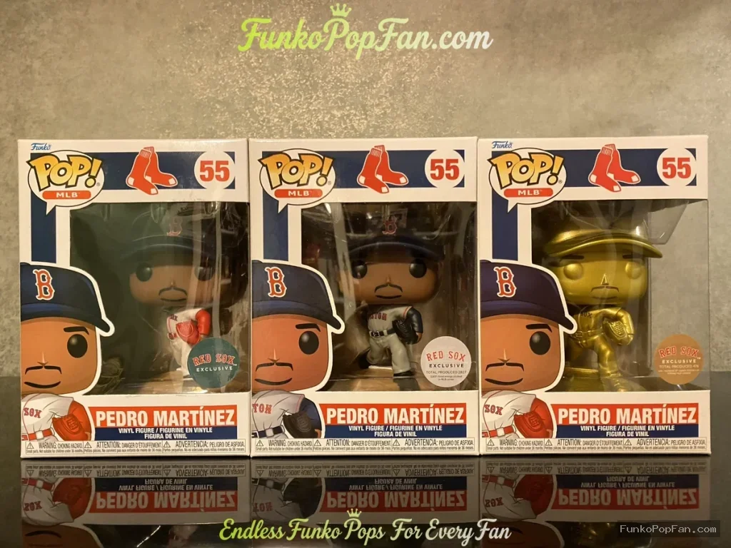 Bundle Funko Pop! MLB #55 Pedro Martinez Red Sox Exclusive + #55 Pedro Martinez Red Sox Exclusive + #55 Pedro Martinez Gold Special Vinyl Figure Bobblehead Vaulted Collectible With Protector Funko Pop Figure