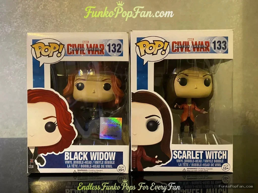 Marvel Civil War #132 Black Widow / #133 Scarlet Witch Vinyl Figure Bobblehead Vaulted Collectible With Protector Funko Pop Figure