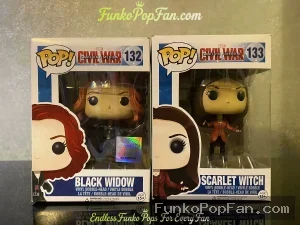 Marvel Civil War #132 Black Widow / #133 Scarlet Witch Vinyl Figure Bobblehead Vaulted Collectible With Protector Funko Pop Figure