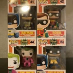 Bundle Funko Pop Batman The Animated Series #41 Batman / Robin #42 / The Joker #44 / Surf's Up! Batman #133 Vinyl Figure Bobblehead Vaulted Collectible With Protector Funko Pop Figure