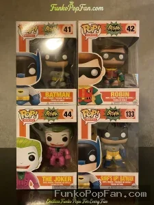 Bundle Funko Pop Batman The Animated Series #41 Batman / Robin #42 / The Joker #44 / Surf's Up! Batman #133 Vinyl Figure Bobblehead Vaulted Collectible With Protector Funko Pop Figure