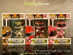 Bundle Funko Pop! Television Power Rangers #405 White Ranger / Red Ranger #406 / Pink Ranger #407 Vinyl Figure Bobblehead Vaulted Collectible With Protector Funko Pop Figure