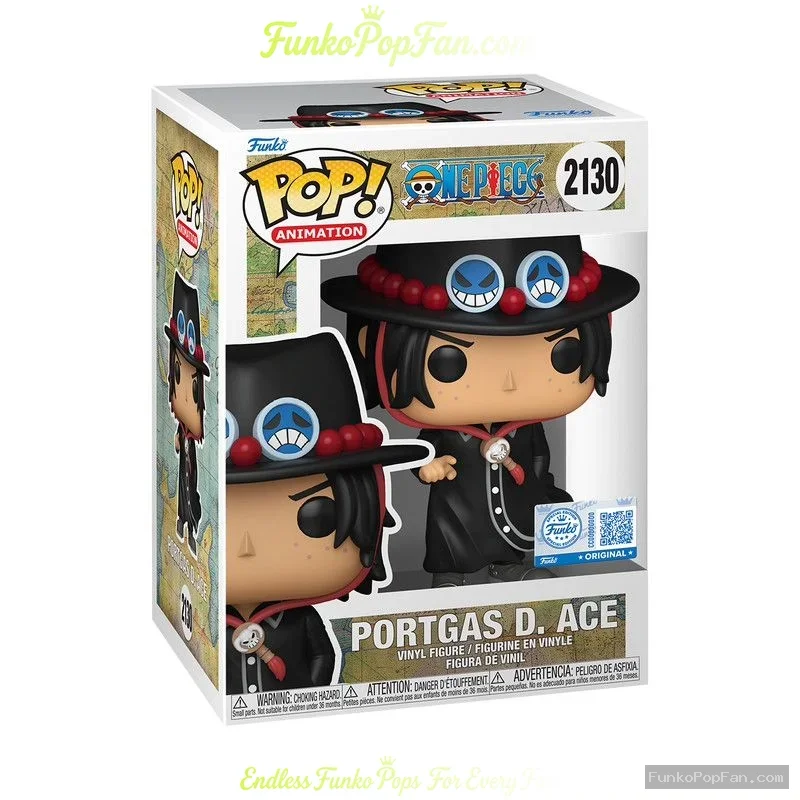 Animation One Piece #2130 Portgas D. Ace Vinyl Figure Bobblehead Vaulted Collectible With Protector Funko Pop Figure