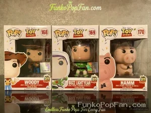 Disney Pixar Toy Story 20th Anniversary #168 Woody + #169 Buzz Lightyear + #170 Hamm Vinyl Figure Bobblehead Vaulted Collectible With Protector Funko Pop Figure