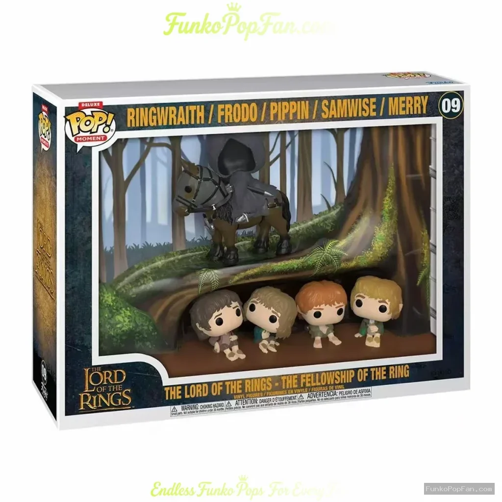 Moments Deluxe The Lord of the Rings: The Fellowship of the Ring #09 Ringwraith / Frodo / Pippin / Samwise / Merry Vinyl Figure Bobblehead Vaulted Collectible With Protector Funko Pop Figure