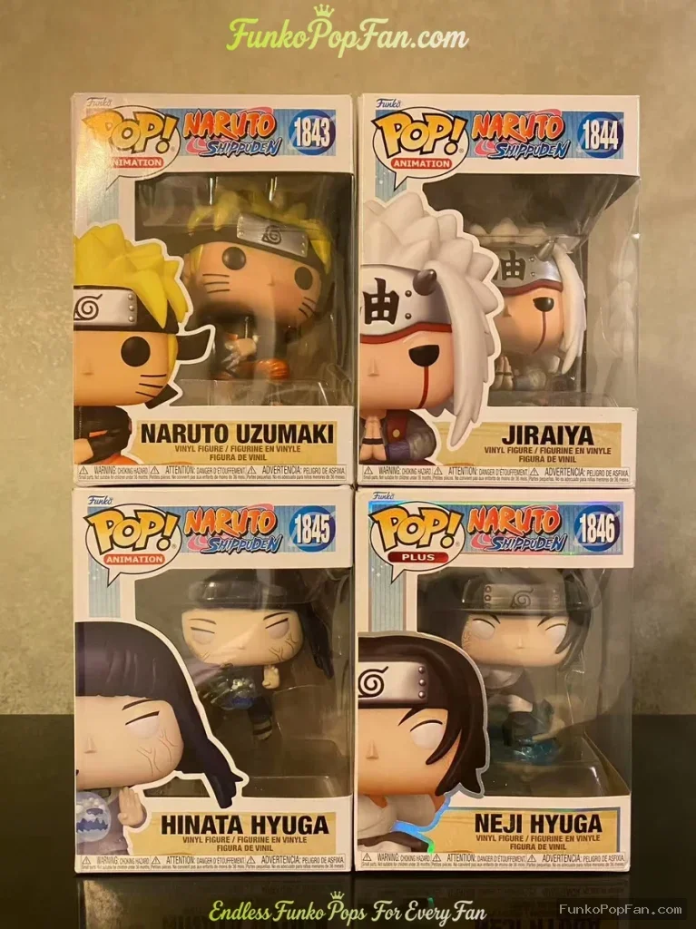 Bundle Funko Pop! Naruto Shippuden #1843 Naruto Uzumaki / Jiraiya #1844 / Hinata Hyuga #1845 / Neji Hyuga #1846 Vinyl Figure Bobblehead Vaulted Collectible With Protector Funko Pop Figure
