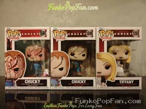 Bundle Funko Pop! Movies Child's Play #1694 Chucky / Chucky #1249 / Tiffany #1250 Vinyl Figure Bobblehead Vaulted Collectible With Protector Funko Pop Figure