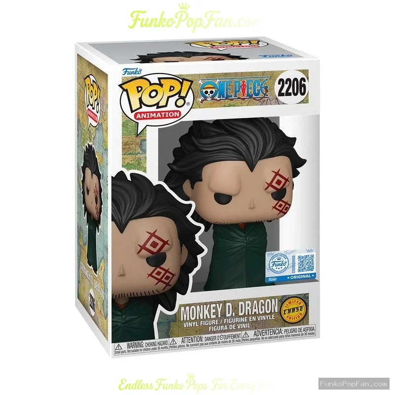 Animation One Piece #2206 Monkey D. Dragon (Chase) Vinyl Figure Bobblehead Vaulted Collectible With Protector Funko Pop Figure