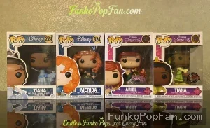 Bundle Funko Pop! Disney Princesses #224 Tiana / Merida #324 / Ariel #325 Vinyl Figure Bobblehead Vaulted Collectible With Protector Funko Pop Figure