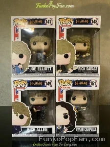 Bundle Funko Pop! Rocks #147 Joe Elliott / #148 Rick Savage / #149 Rick Allen / #151 Vivian Campbell Vinyl Figure Bobblehead Vaulted Collectible With Protector Funko Pop Figure