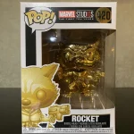 Marvel Studios The First Ten Years #420 Rocket (Gold Chrome FYE Exclusive) Vinyl Figure Bobblehead Vaulted Collectible With Protector Funko Pop Figure