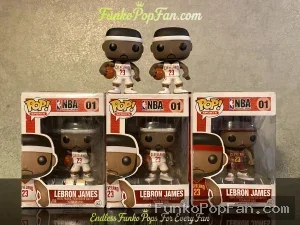 Sports NBA #01 LeBron James Cleveland Cavaliers Home + Away Set of 3 Vinyl Figure Bobblehead Vaulted Collectible With Protector Funko Pop Figure