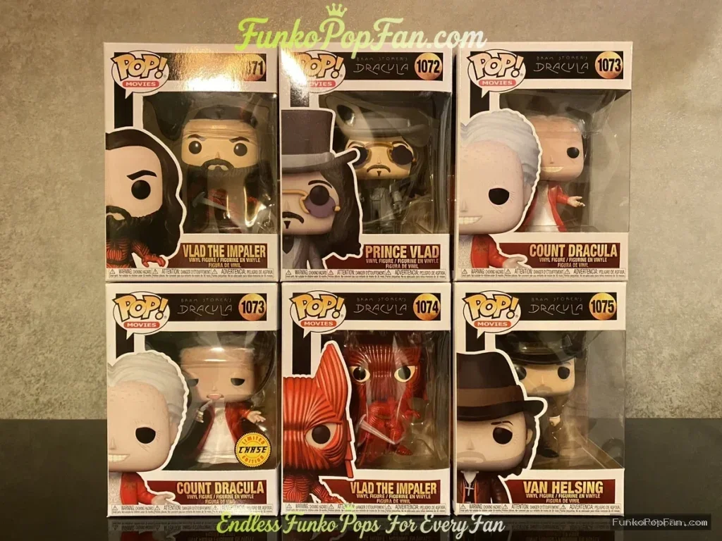 Bundle Funko Pop! Dracula Count Dracula #1072 Vlad the Impaler / Prince Vlad #1073 / Count Dracula #1074 / Vlad the Impaler #1075 / Van Helsing #1076 Vinyl Figure Bobblehead Vaulted Collectible With Protector Funko Pop Figure