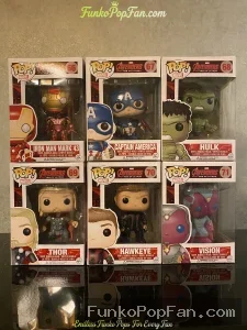 Bundle Funko Pop! Marvel Avengers #66 Iron Man Mark 43 / Captain America #67 / Hulk #68 / Thor #69 / Hawkeye #70 / Vision #71 Vinyl Figure Bobblehead Vaulted Collectible With Protector Funko Pop Figure