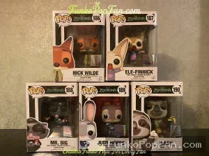 Bundle Funko Pop! Disney Zootopia #186 Nick Wilde / #187 Ele-Finnick / #188 Mr. Big / #189 Judy Hopps / #190 Flash Vinyl Figure Bobblehead Vaulted Collectible With Protector Funko Pop Figure