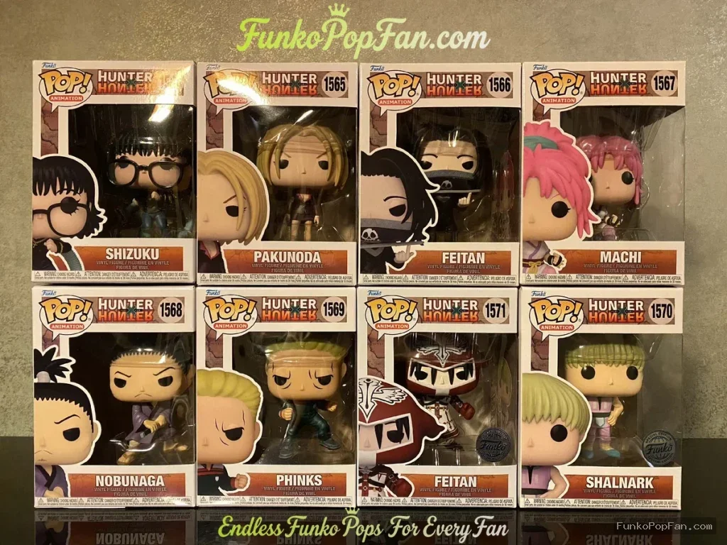 Bundle Funko Pop! Hunter x Hunter Shizuku #1568 / Pakunoda #1565 / Feitan #1566 / Machi #1567 / Nobunaga #1569 / Phinks #1569 / Feitan #1571 / Shalnark #1570 Vinyl Figure Bobblehead Vaulted Collectible With Protector Funko Pop Figure