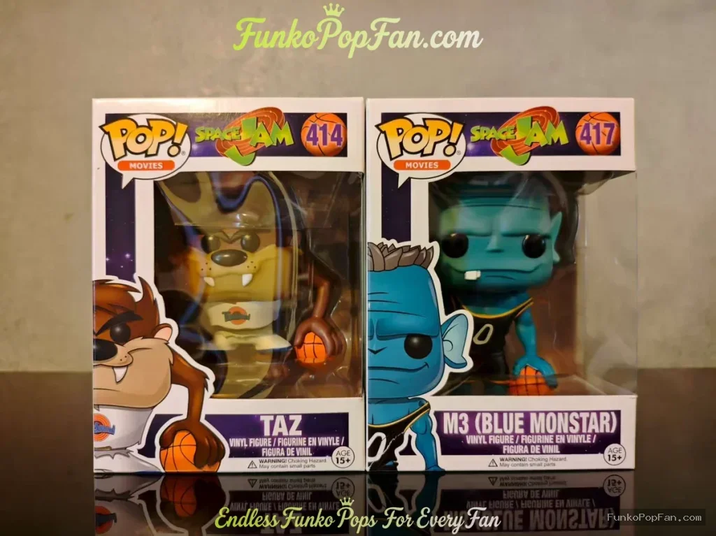 Bundle Funko Pop! Movies Space Jam #414 Taz / M3 (Blue Monstar) #417 Vinyl Figure Bobblehead Vaulted Collectible With Protector Funko Pop Figure