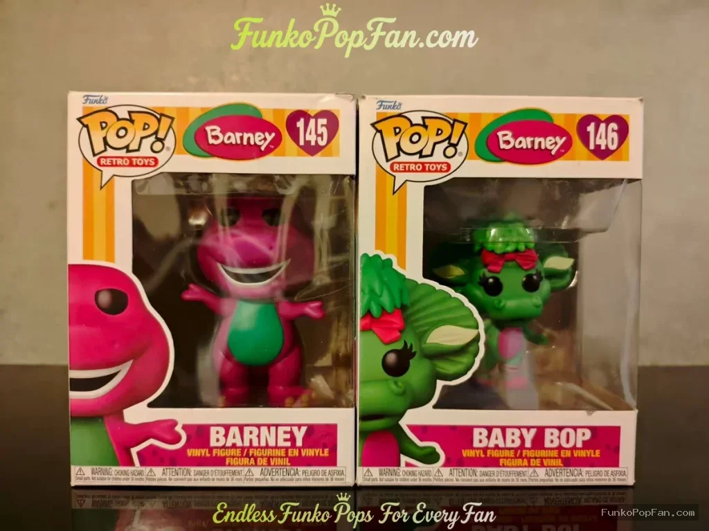 Retro Toys Barney #145 Barney / Baby Bop #146 Vinyl Figure Bobblehead Vaulted Collectible With Protector Funko Pop Figure