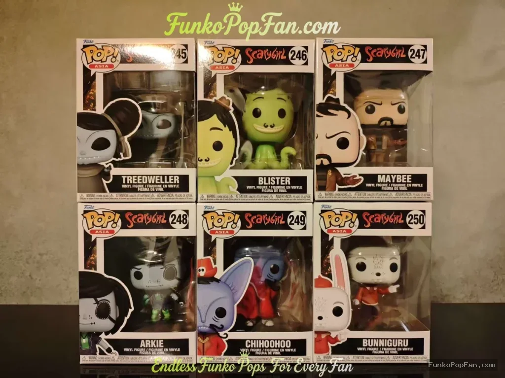 Bundle Funko Pop! Asia Scarygirl #245/#246/#247/#248/#249/#250 Treedweller/Blister/Maybee/Arkie/Chihoohoo/Bunniguru Vinyl Figure Bobblehead Vaulted Collectible With Protector Funko Pop Figure