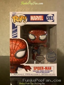 Marvel #593 Spider-Man (Diamond) Vinyl Figure Bobblehead Vaulted Collectible With Protector Funko Pop Figure