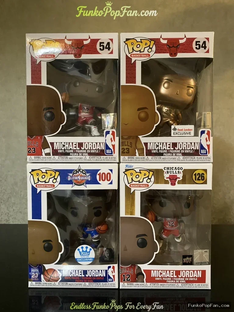 Bundle Funko Pop! Basketball Chicago Bulls Michael Jordan #54 #100 #126 Vinyl Figure Bobblehead Vaulted Collectible With Protector Funko Pop Figure
