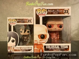 Animation Attack on Titan #21 Mikasa Ackermann / Colossal Titan #23 Vinyl Figure Bobblehead Vaulted Collectible With Protector Funko Pop Figure