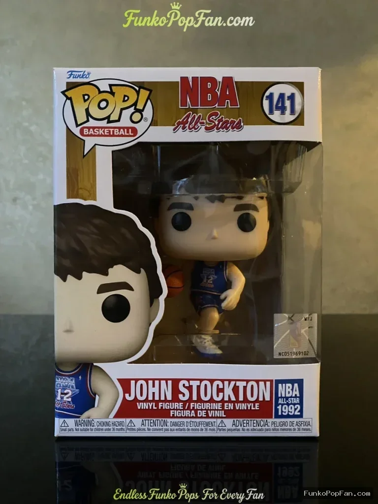 NBA All-Stars #141 John Stockton (Utah Jazz) Vinyl Figure Bobblehead Vaulted Collectible With Protector Funko Pop Figure
