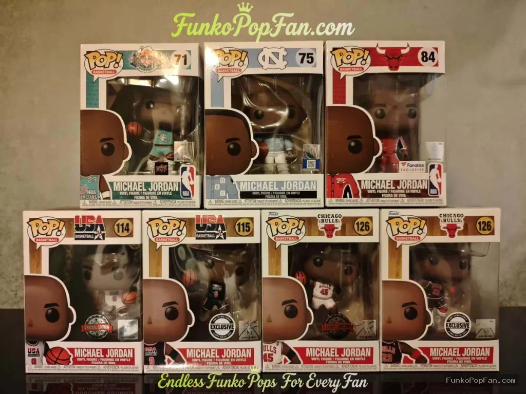 Bundle [LOT] Funko Pop Basketball #71/#75/#84/#114/#115/#126 Michael Jordan (Convention Exclusive 2019 Fanatics Exclusive Chicago Bulls) Vinyl Figure Bobblehead Vaulted Collectible With Protector Funko Pop Figure