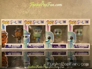 Bundle Funko Pop! Soul Joe Gardner #742 / Joe Gardner #744 / 22 #745 / 22 (Grinning) #748 Vinyl Figure Bobblehead Vaulted Collectible With Protector Funko Pop Figure