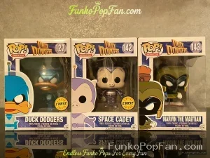 Animation Duck Dodgers #127 Duck Dodgers Chase + #142 Space Cadet Chase + #143 Marvin the Martian Vinyl Figure Bobblehead Vaulted Collectible With Protector Funko Pop Figure