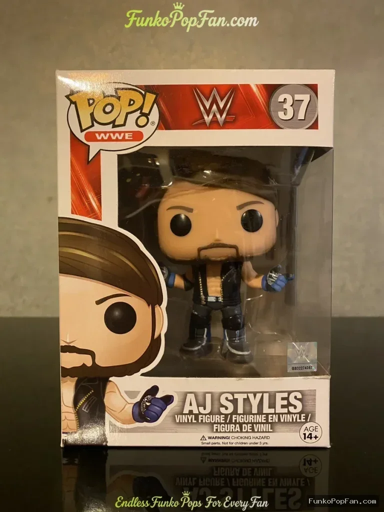 WWE AJ Styles #37 Vinyl Figure Bobblehead Vaulted Collectible With Protector Funko Pop Figure