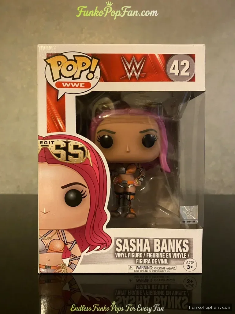 WWE #42 Sasha Banks Vinyl Figure Bobblehead Vaulted Collectible With Protector Funko Pop Figure